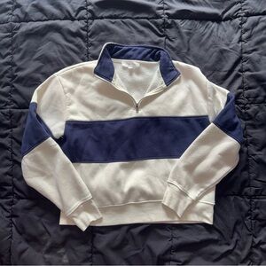 Hippie Rose Navy and Cream Zip Up Sweater